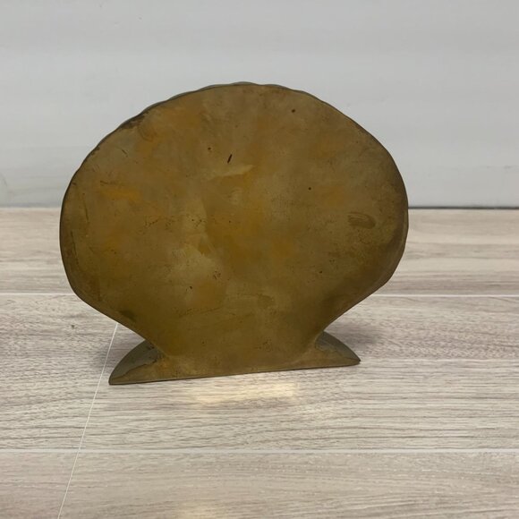 Vintage Brass Clam Shells Bookends Set MCM Nautical Decor - Picture 6 of 10